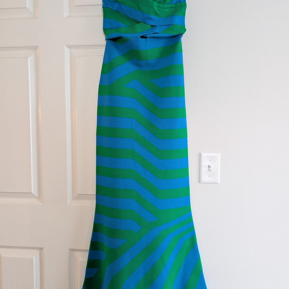 Elegant Green and Blue Maxi Dress